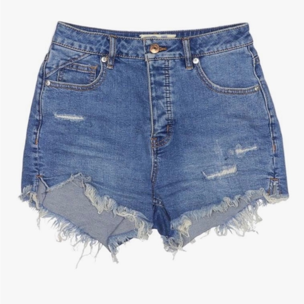 Free People We The Free High Waisted Button Fly Stretchy Denim Curve Shorts